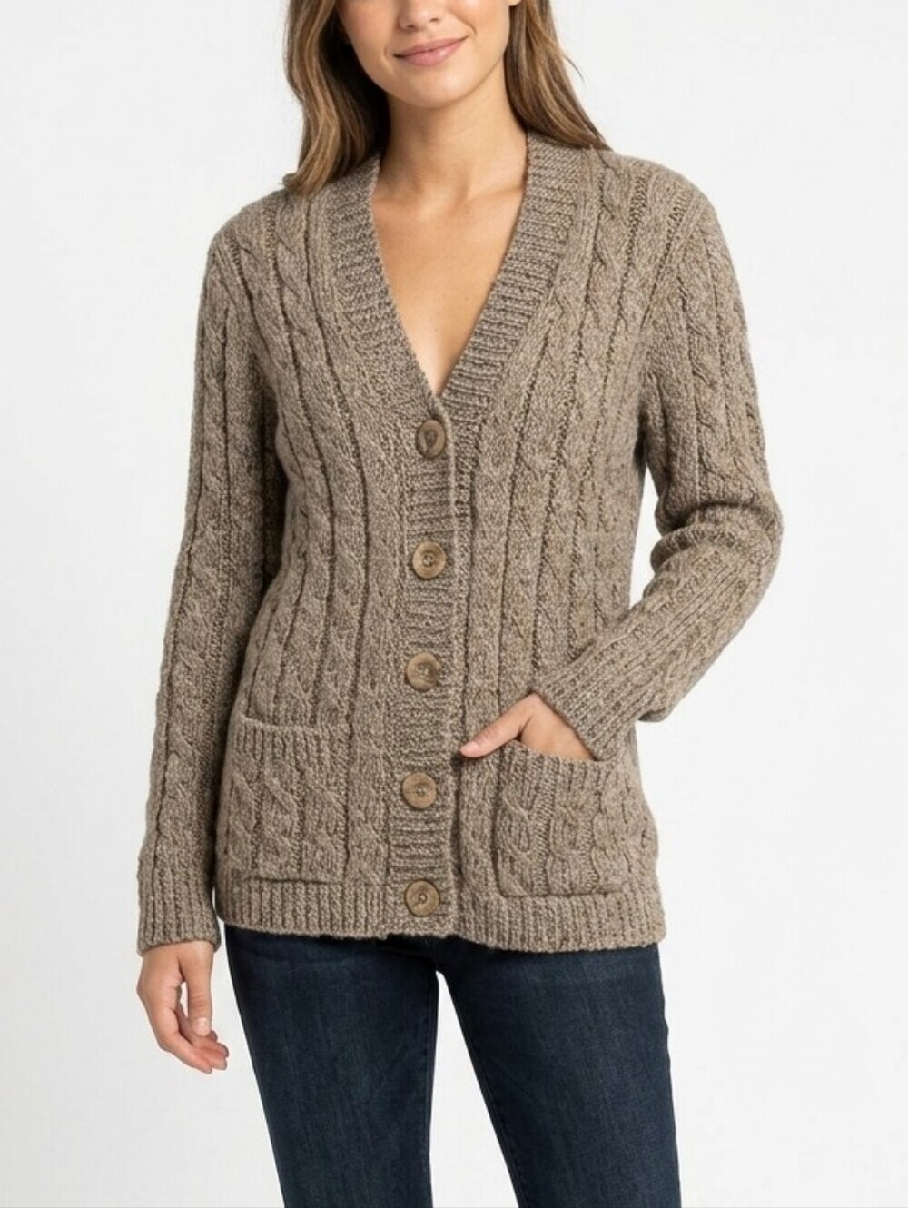 Handmade Cable Knit Button Front Cardigan